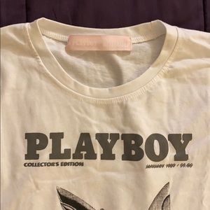 Playboy x Missguided white crop tee